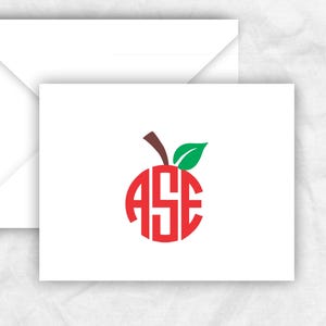 Teacher Note Cards: Monogram Apple Stationery Gift, APPLE2