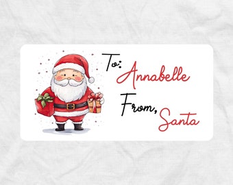Christmas Gift Tags From Santa, Personalized Santa Present Gift Stickers, L24CHR9