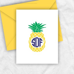 Pineapple Note Cards: Monogram Stationery Gift Set, PINEAPPLE