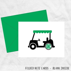 Golf Cart Monogram Stationery Note Cards Gift for Him or Her, Golfer Monogram Thank You Cards