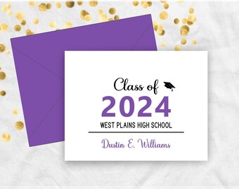 Personalized Graduation Class of 2024 Stationery Note Cards, 2024 Graduation Thank You Cards, FOGR7