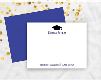 Class of 2024 Flat Graduation Stationery Note Cards, Personalized 2024 Graduation Gift Thank You Cards, FLGR2