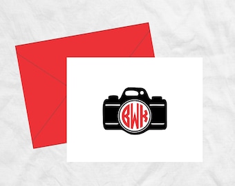 Camera Monogram Stationery Note Cards Gift, Camera Photography Monogram Business Thank You Cards