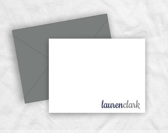 Lowercase Name Stationery Note Cards Gift Set, Preppy Script Name Thank You Cards