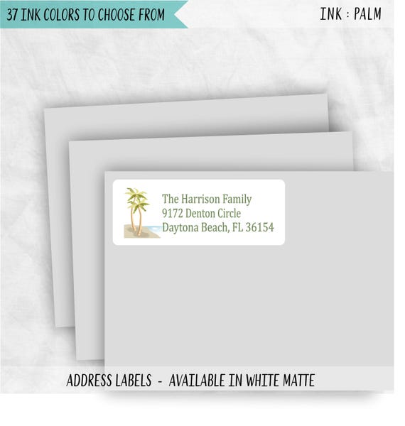 Tropical Palm Tree Return Address Labels: Beach Wedding Stickers, PALMTREES