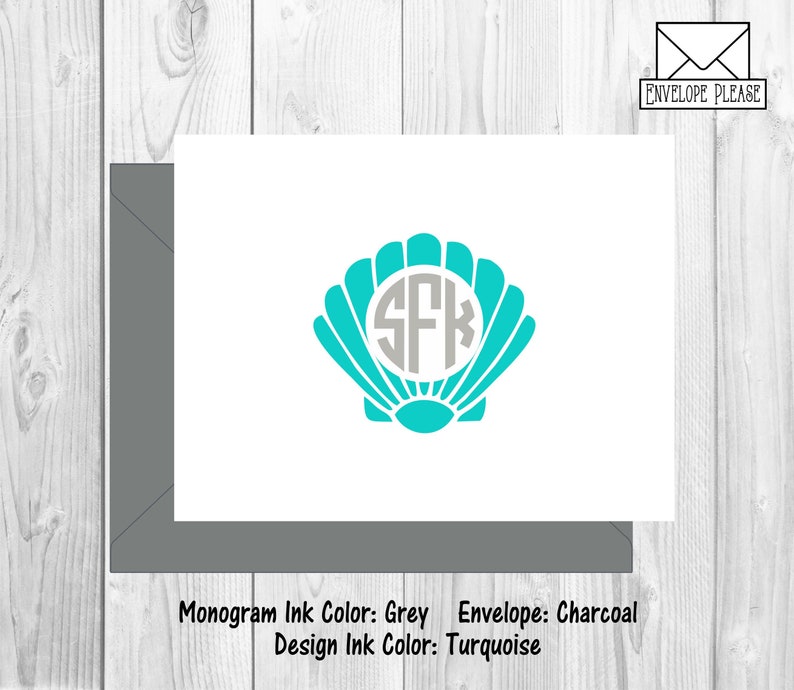 Shell Monogram Note Cards Seashell Monogram Thank You Cards