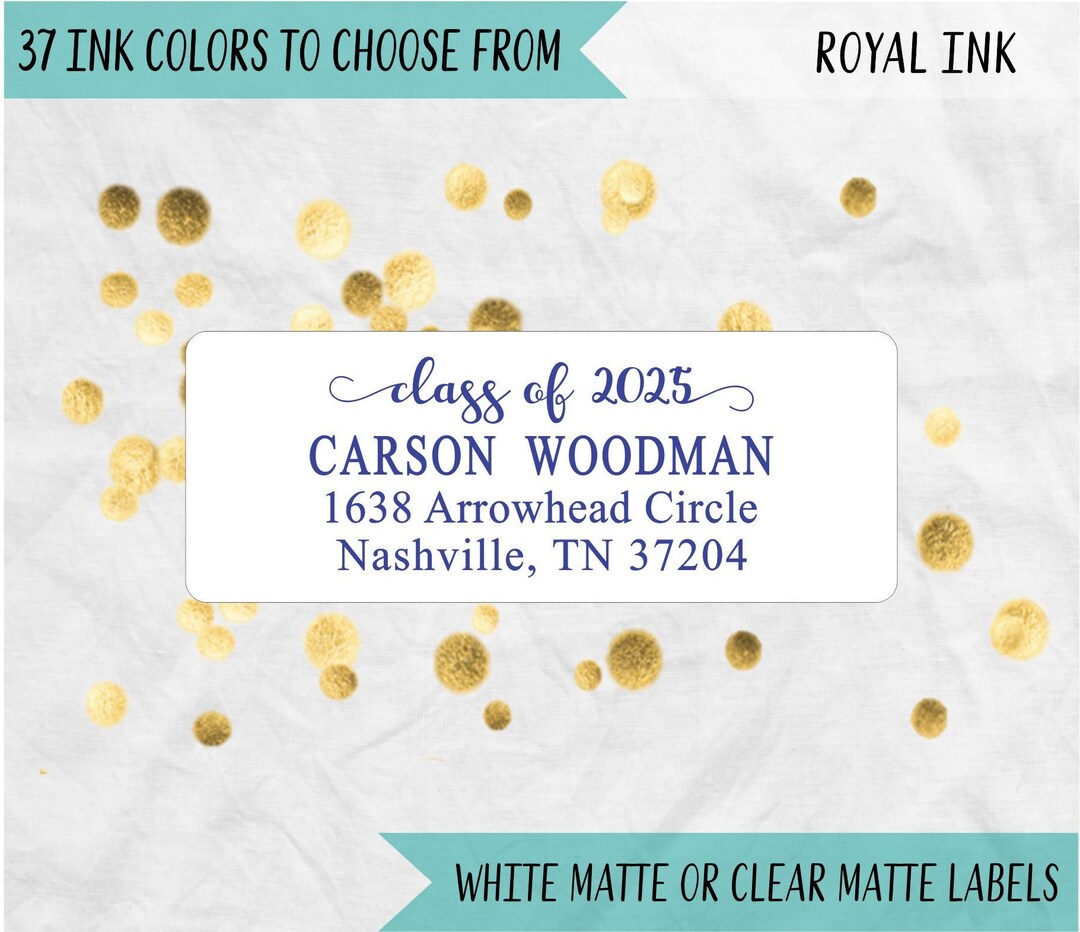Class of 2025 Graduation Return Address Labels, White or Clear High ...