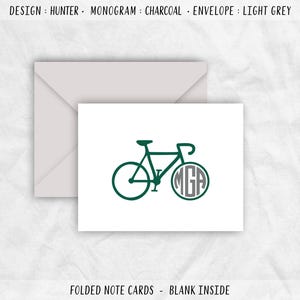 Bike Note Cards: Triathlon Cycling Monogram Stationery Gift, BIKE Light Grey
