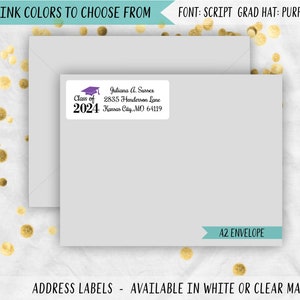 Graduation Class of 2024 Return Address Labels, 2024 Senior Announcement Party Address Labels, GR2 Purple