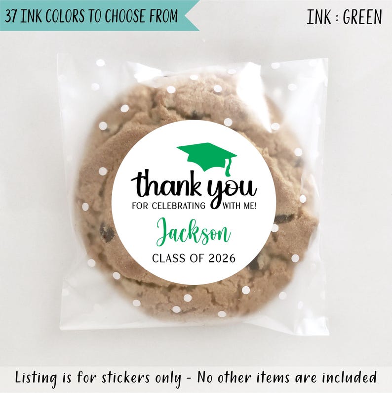 Personalized Graduation Party Favor Stickers: Class of 2026, R2x2.5 ...