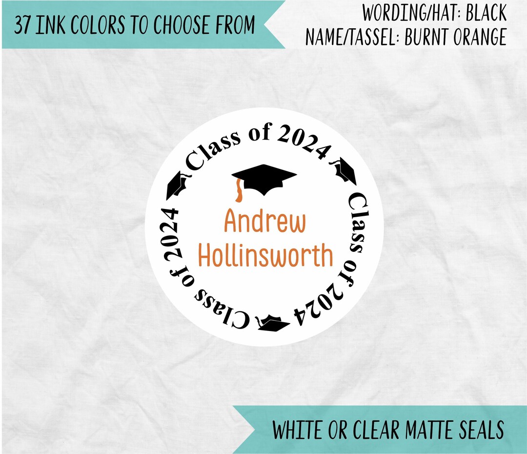 Class of 2024 Round Graduation Envelope Seals, Graduation Announcement Party 2024 Seals, R2.GR5