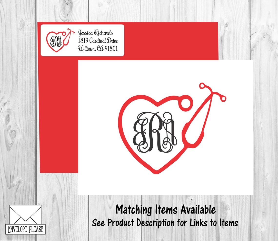 Nurse Stethoscope Address Labels Nurse Monogram Return Etsy