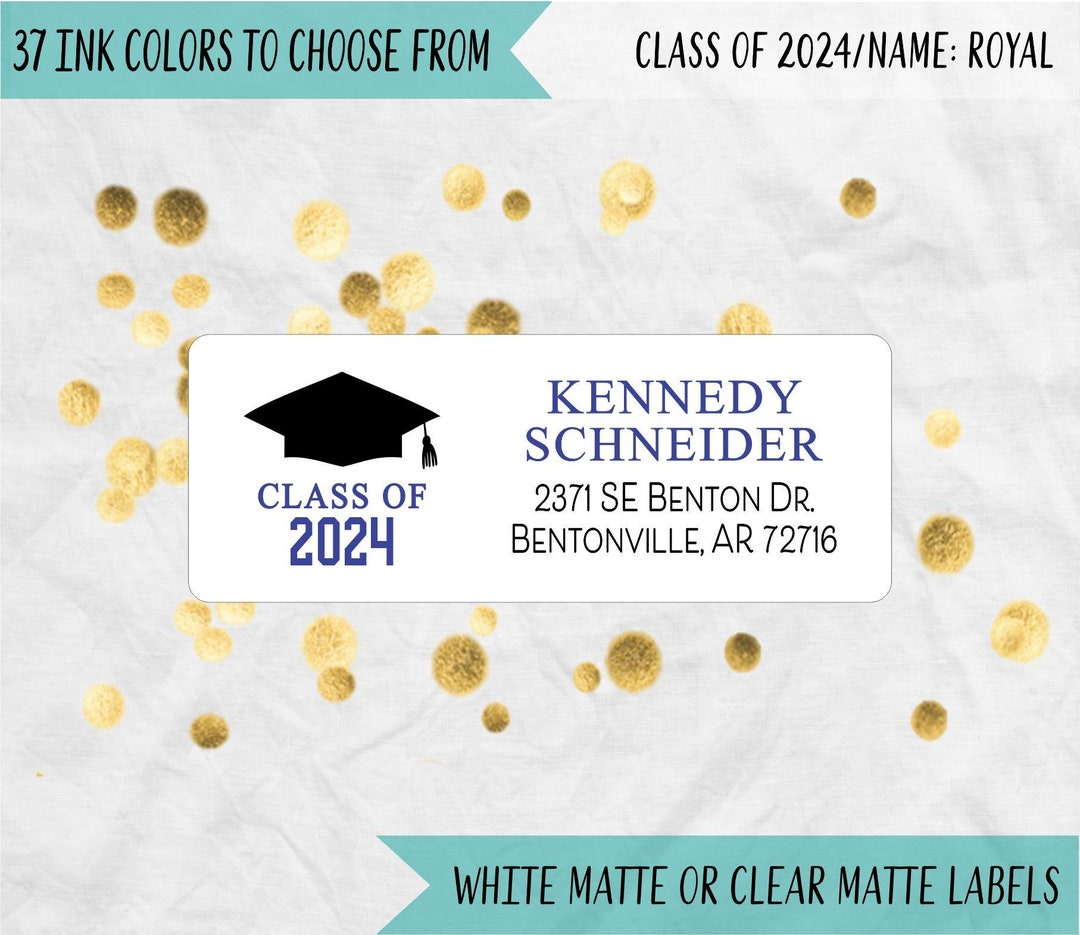 Class of 2024 Graduation Return Address Labels, Custom School or