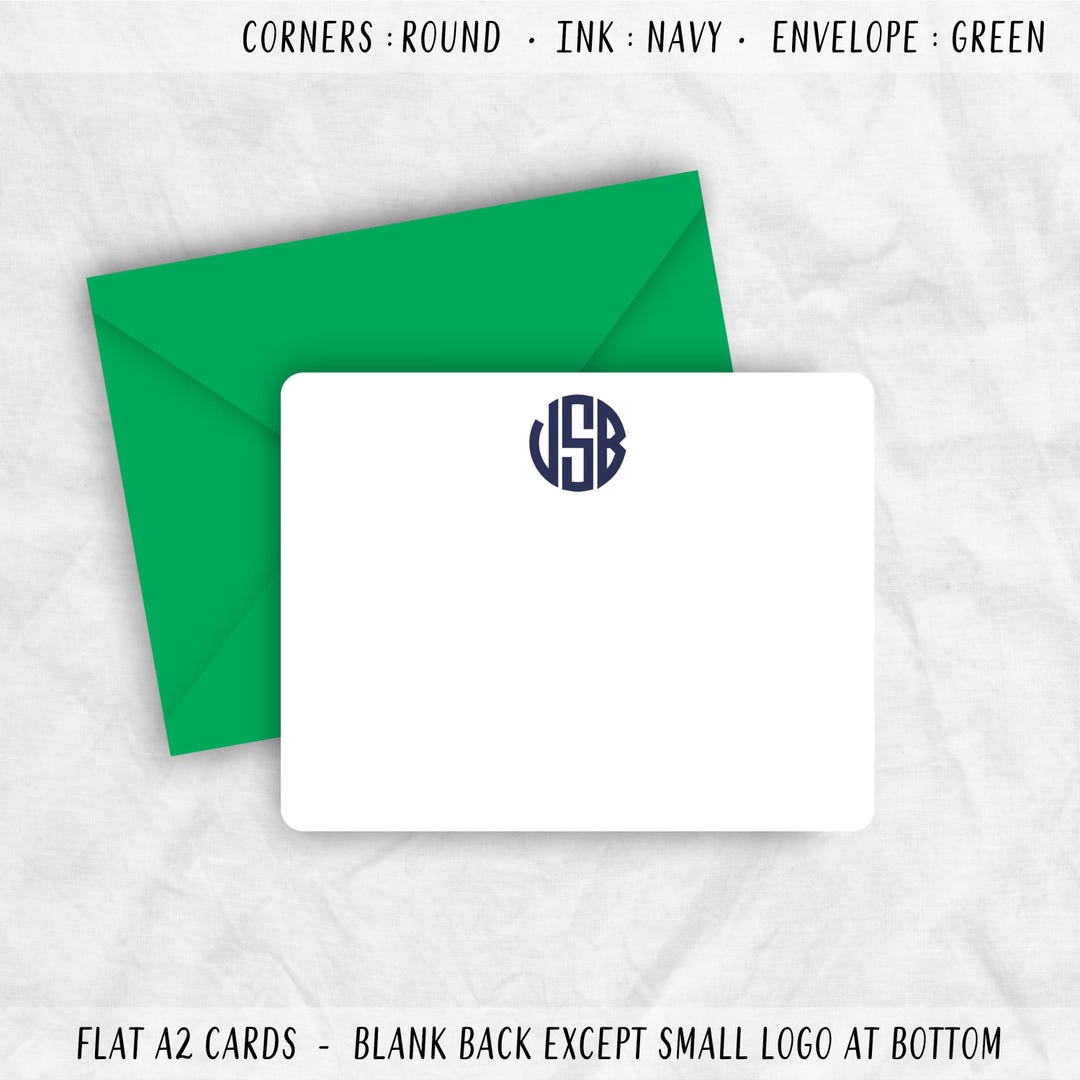 Monogram Flat Stationery Note Cards: Personalized Thank You Gift ...