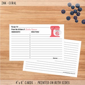 Personalized Stand Mixer Recipe Cards, Bridal Shower Home Baker Gift, STANDMIXER Coral