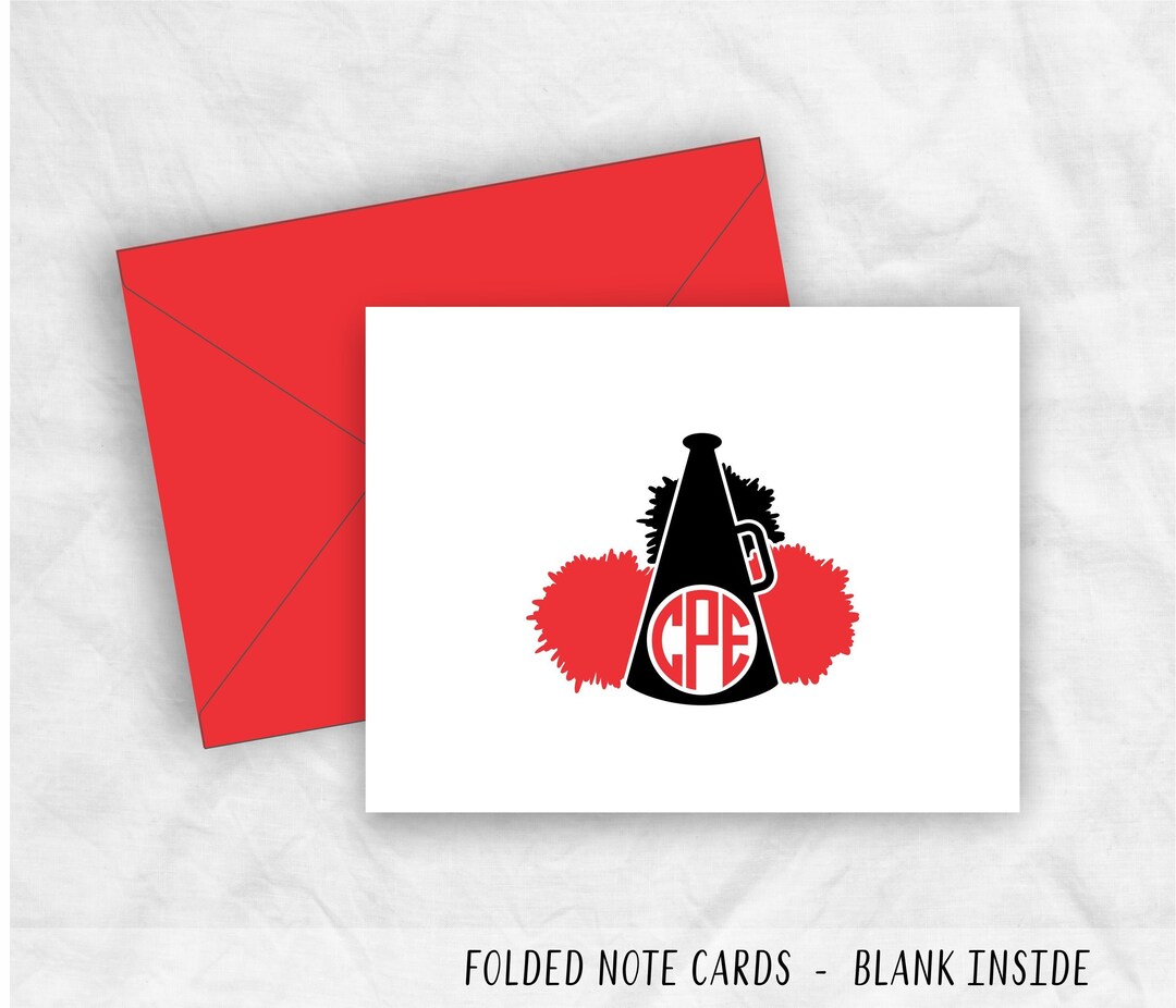 Cheerleader Monogram Stationery Note Cards, Cheer Drill Team Monogram ...