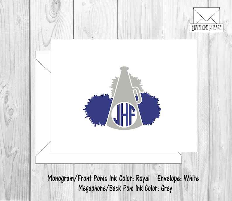 Cheer Monogram Gift Cheerleader Monogram Stationery Cheerleader Note Cards