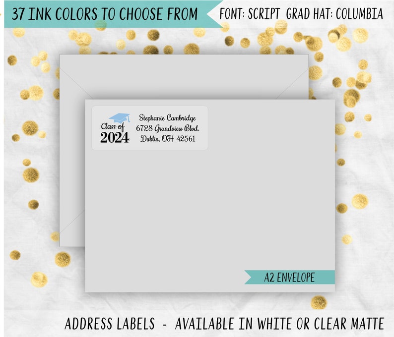 Graduation Class of 2024 Return Address Labels, 2024 Senior Announcement Party Address Labels, GR2 Columbia