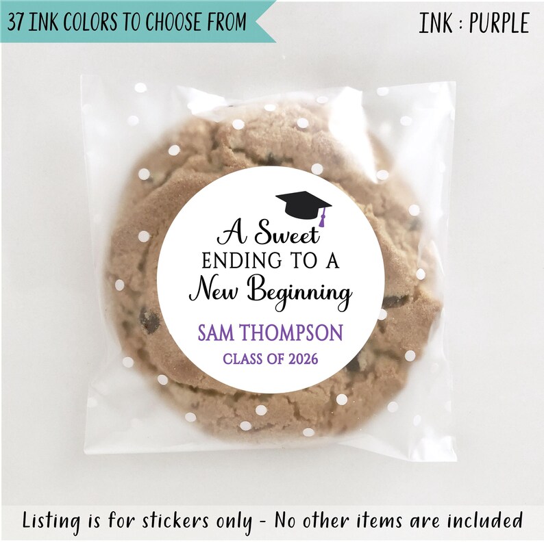 Class of 2026 Graduation Party Favor Stickers: Sweet Ending to New ...