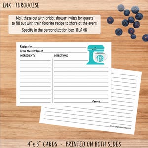 Personalized Stand Mixer Recipe Cards, Bridal Shower Home Baker Gift, STANDMIXER Turquoise
