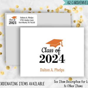 Graduation Class of 2024 Return Address Labels, 2024 Senior Announcement Party Address Labels, GR2 Burnt Orange