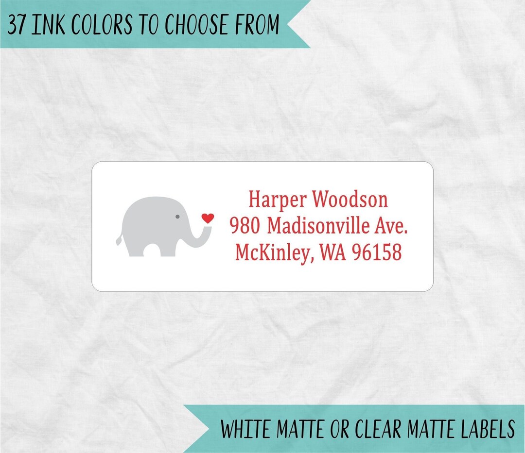 Elephant Return Address Labels Baby Elephant Labels Baby Etsy