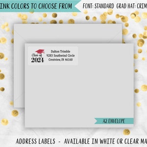 Graduation Class of 2024 Return Address Labels, 2024 Senior Announcement Party Address Labels, GR2 Crimson