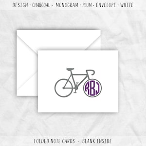 Bike Note Cards: Triathlon Cycling Monogram Stationery Gift, BIKE White
