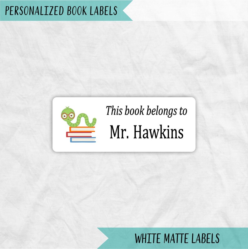 Bookworm Book Labels: Teacher Classroom Library Stickers, BL2 - Etsy