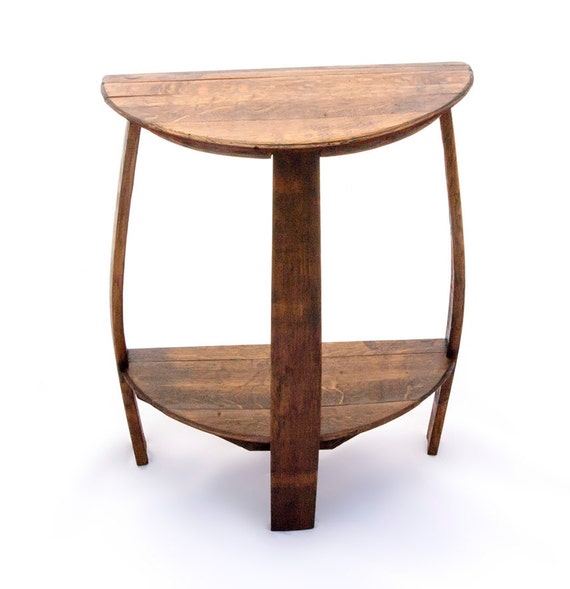 Reclaimed Half Round Wine Barrel End Table Reclaimed Half Round Wine Barrel End, Half Round Accent Tables