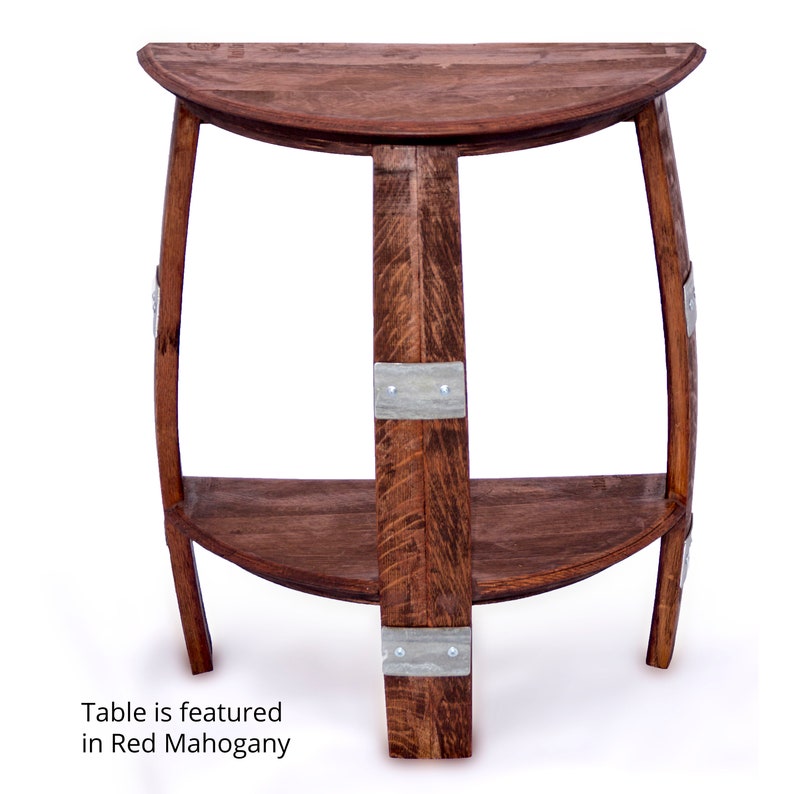 Rustic Reclaimed Half Round Barrel End Table With Metal Bands Etsy