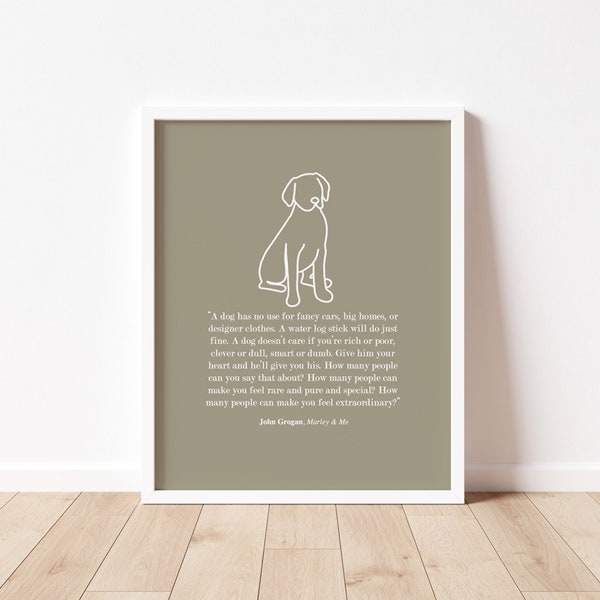 Marley & Me Quote Print / Dog Print / Dark Sage / Dog Home Decor / Dog Lover Gift / 16x20 / Digital Print