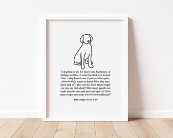 Marley & Me Quote Print / Dog Print / Black and White / Dog Lover Gift / Dog Home Decor / 8x10 Digital  Download Print