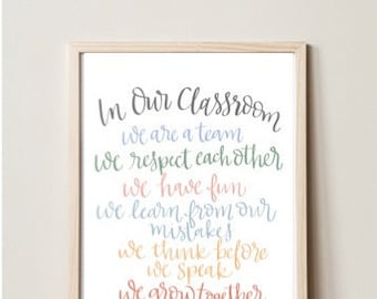 In Our Classroom Print / 8x10 / Classroom Rules Print / digital download / printable / classroom decor / sign