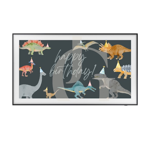 Dinosaur Party Frame TV art | Dino birthday party decor | Three Rex | Samsung Frame TV art | dinosaur birthday party decor