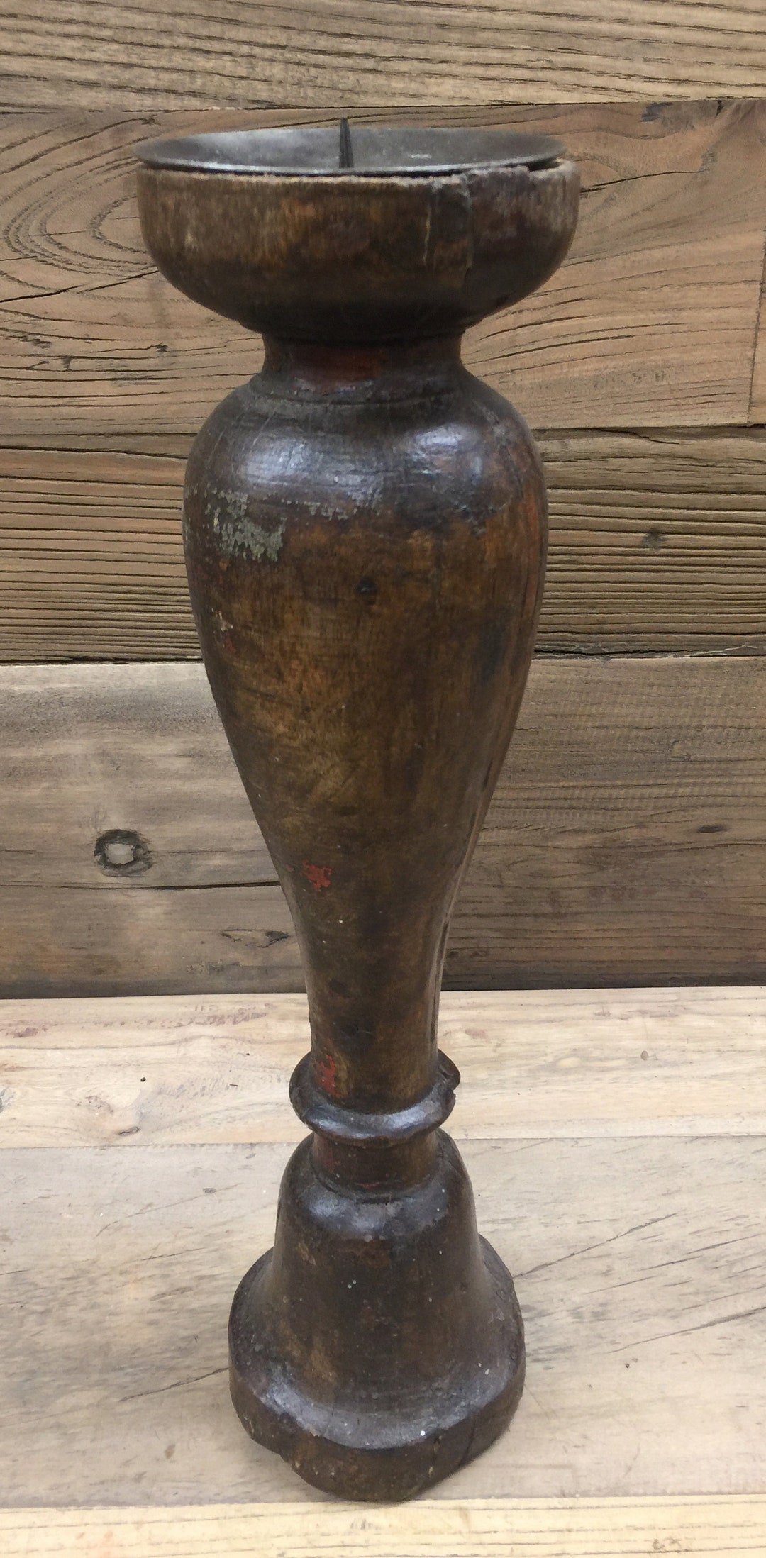 Antique Hand Carved Wood Table Leg Candle Stick 15.5 High Etsy