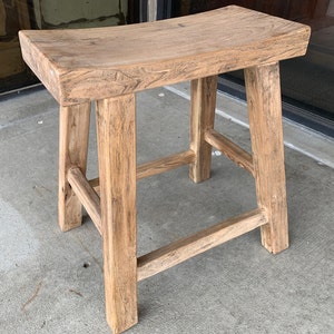 Reclaimed Wood Curved Seat Stool