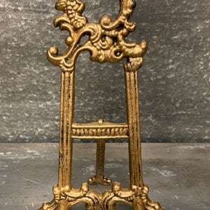 Brass Metal Victorian Table Easel Classic Style Antique Gold Finish 12 Inch Tall