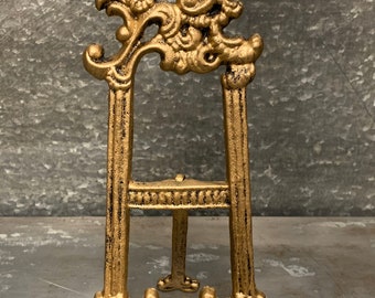 Brass Metal Victorian Table Easel Classic Style Antique Gold Finish 12 Inch Tall