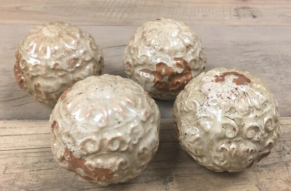 Set Of 4 Decorative Ceramic Balls Approx 4 Inch Diameter Etsy