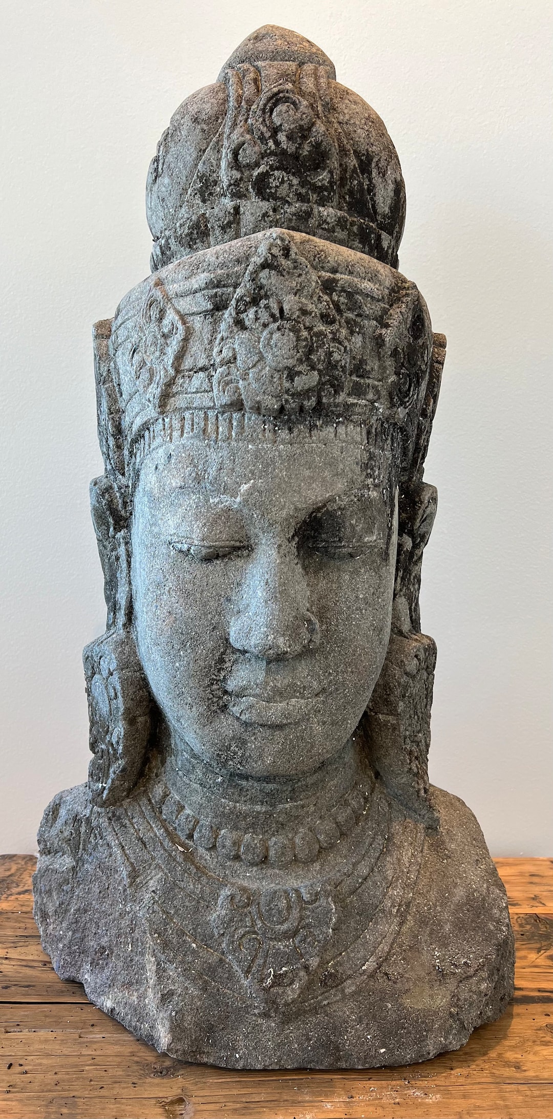 Antique Large Stone Buddha Statue 30 Inches High Etsy