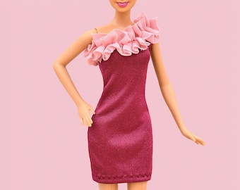 Fashion Doll Dress (056) - Pink Ruffles - Handmade Clothes For 11.5 inch Fashion Dolls - Lovemade