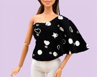Fashion Doll Top (030) - One Sleeve Doll Shirt - Handmade Clothes For 11.5 inch Fashion Dolls - Lovemade