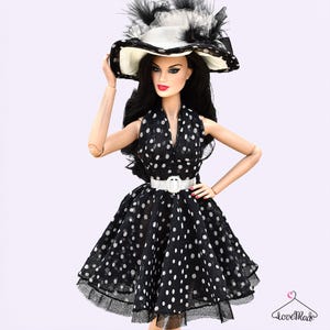 Polka Dot 3-Piece Doll Outfit (022) – Handmade Clothes For 11.5"-12" Fashion Dolls