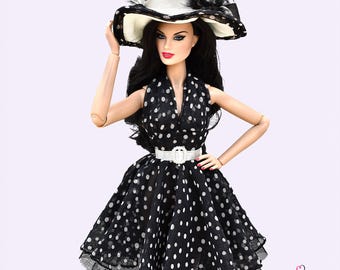 Polka Dot 3-Piece Doll Outfit (022) – Handmade Clothes For 11.5"-12" Fashion Dolls