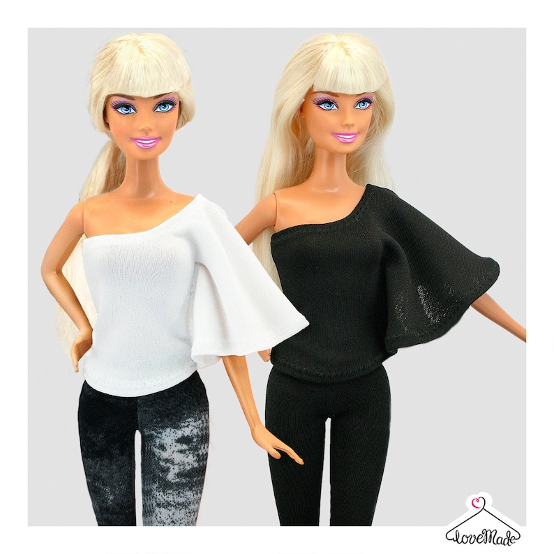 Top (015) For Barbie - One Sleeve Doll Shirt - Handmade Fashion Doll Clothes By Lovemade