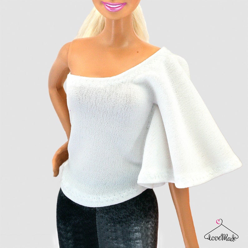 Fashion Doll Top 015 Color of your choice One Sleeve Doll Shirt Handmade Clothes For 11.5 inch Fashion Dolls Lovemade image 1