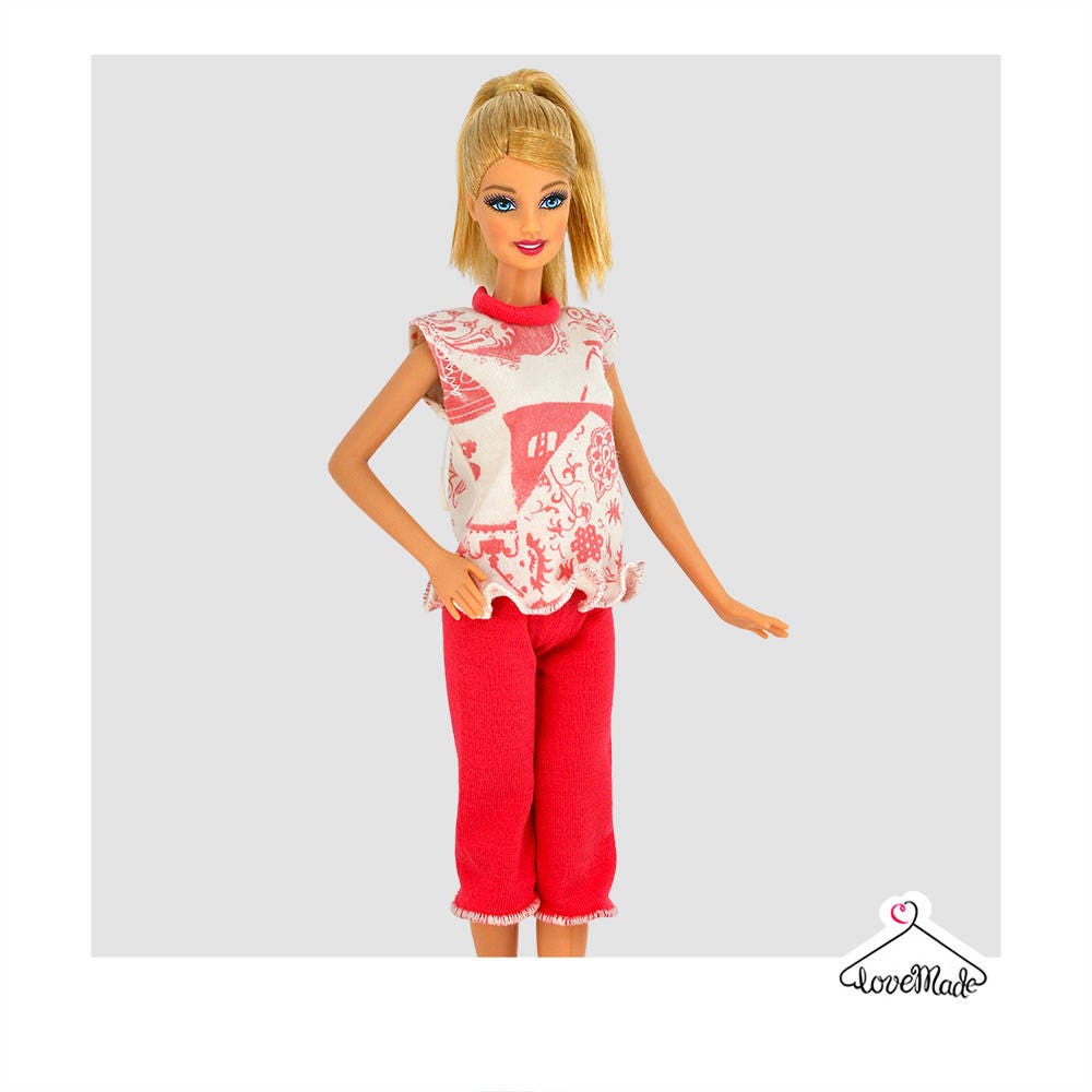 #010 Clothes for Barbie Doll Flannel Pajamas for Dolls