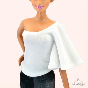 Stylish Doll Top (015) - One Shoulder Doll Top For 11.5&quot; & 12&quot; Fashion Dolls – Handmade Doll Clothes