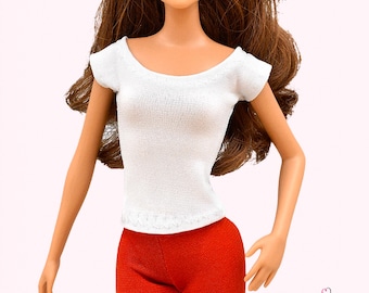 Camiseta de boneca (022) – Top feito à mão para bonecas fashion de 11,5" a 12"